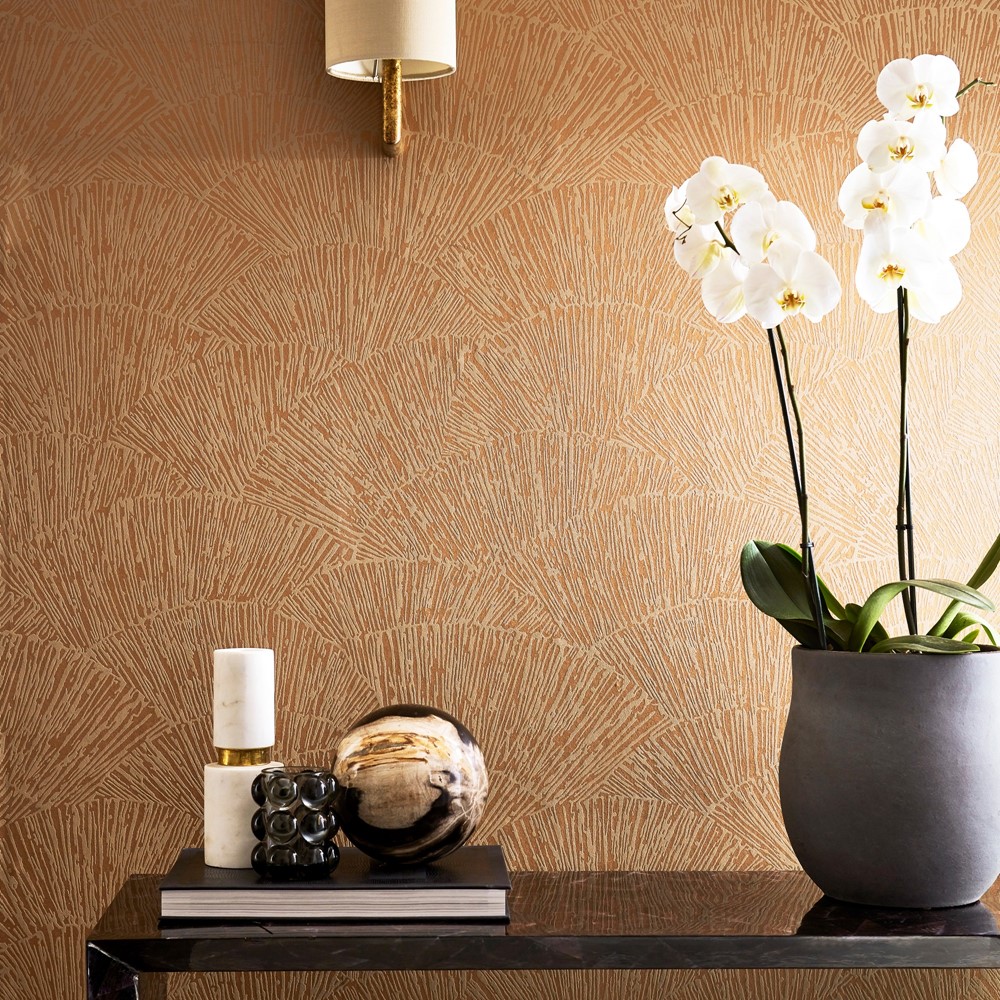 Tessen Wallpaper 112179 by Harlequin in Copper Brown